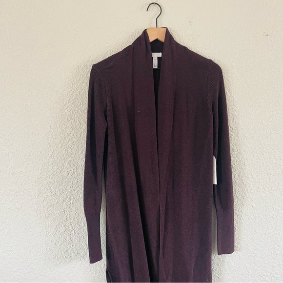 Leith NWT Dark Purple Ribbed Knit Duster Cardigan - Picture 9 of 15